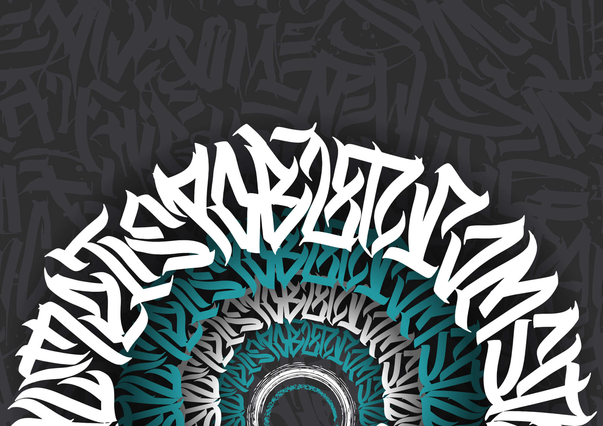 Fehér és kék graffiti fekete háttéren t00012p - Fehér és kék graffiti fekete háttéren - tegory