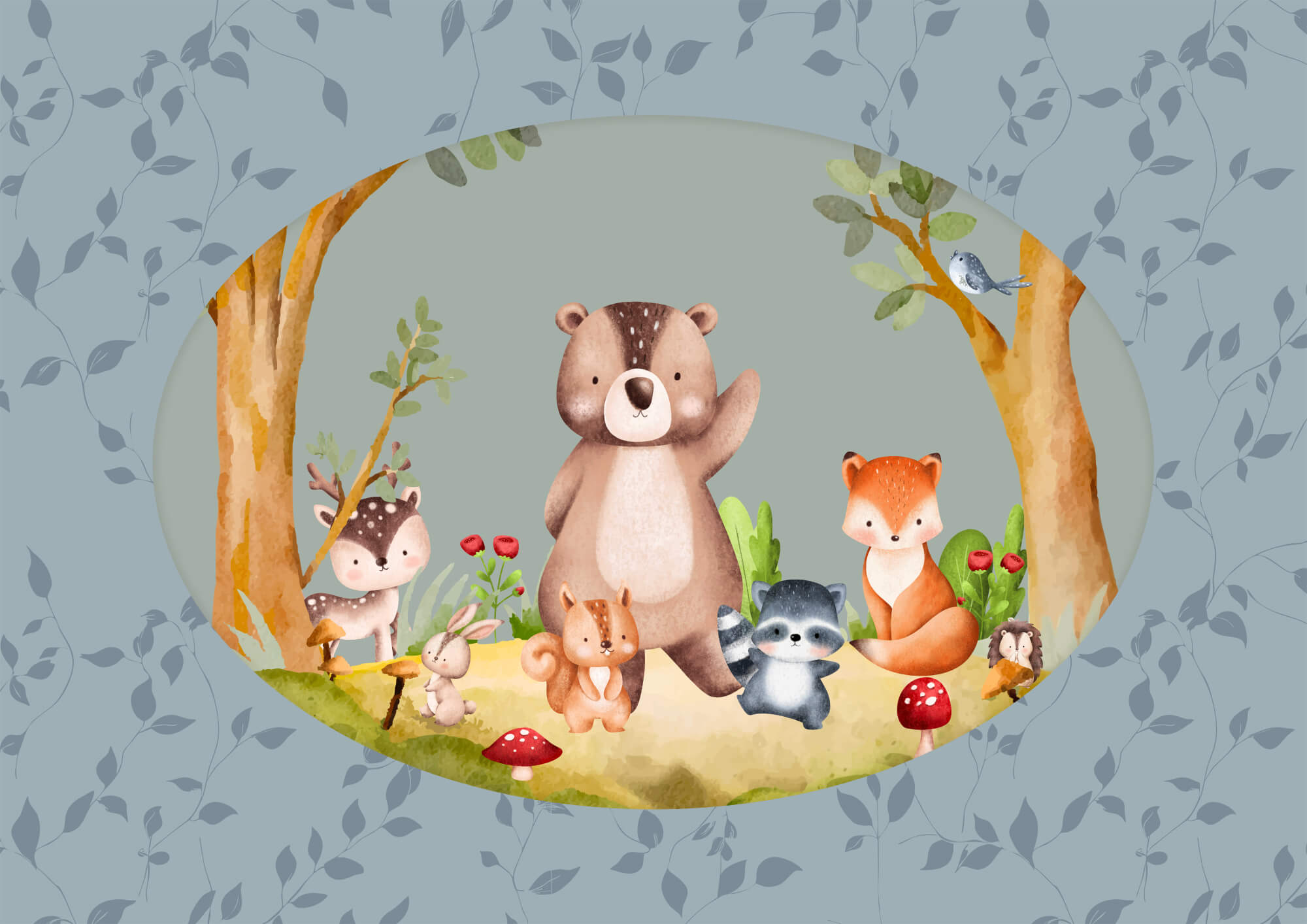 Cartoon of animals in a forest Cartoon of animals in a forest