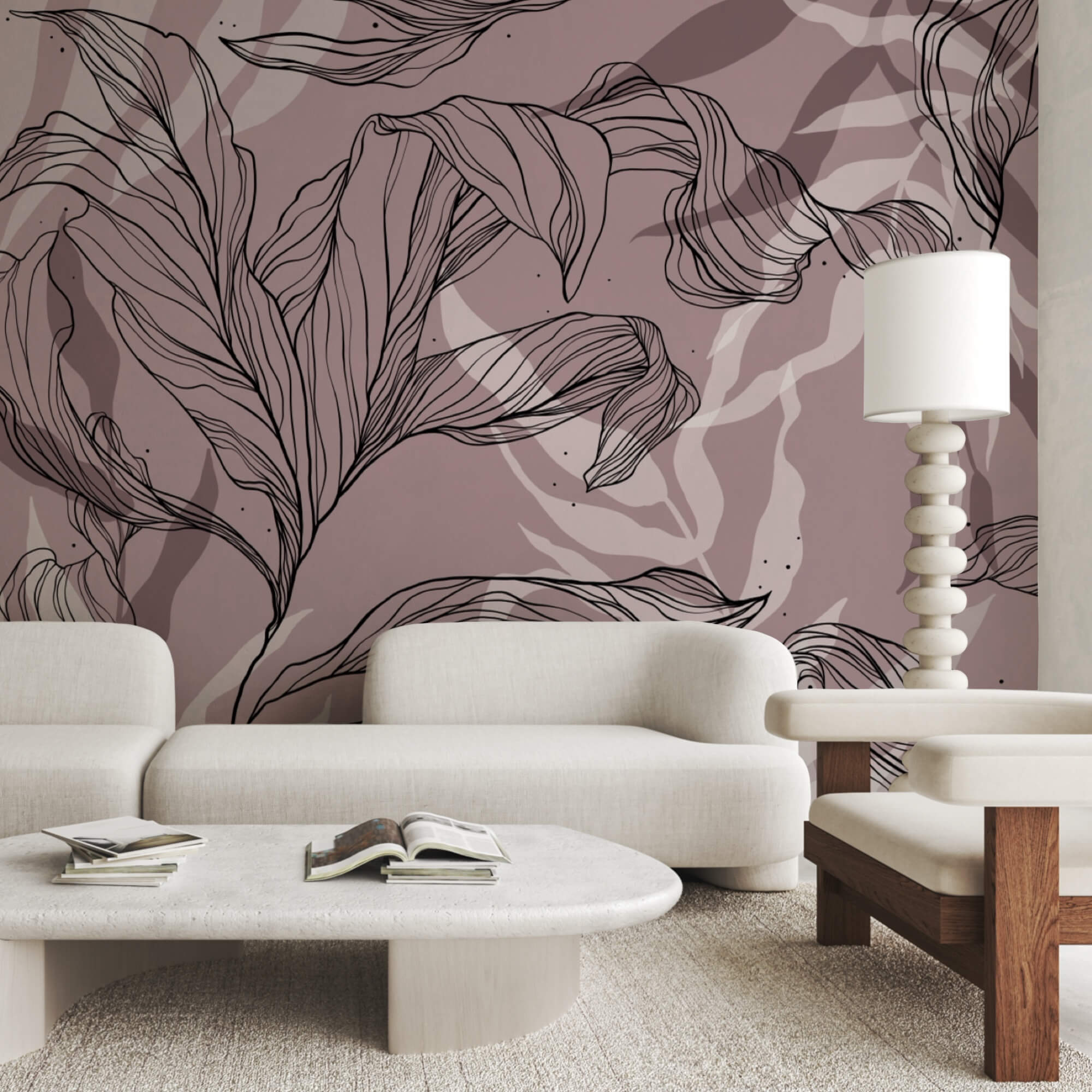 Rajzolás levelek rózsaszín háttéren