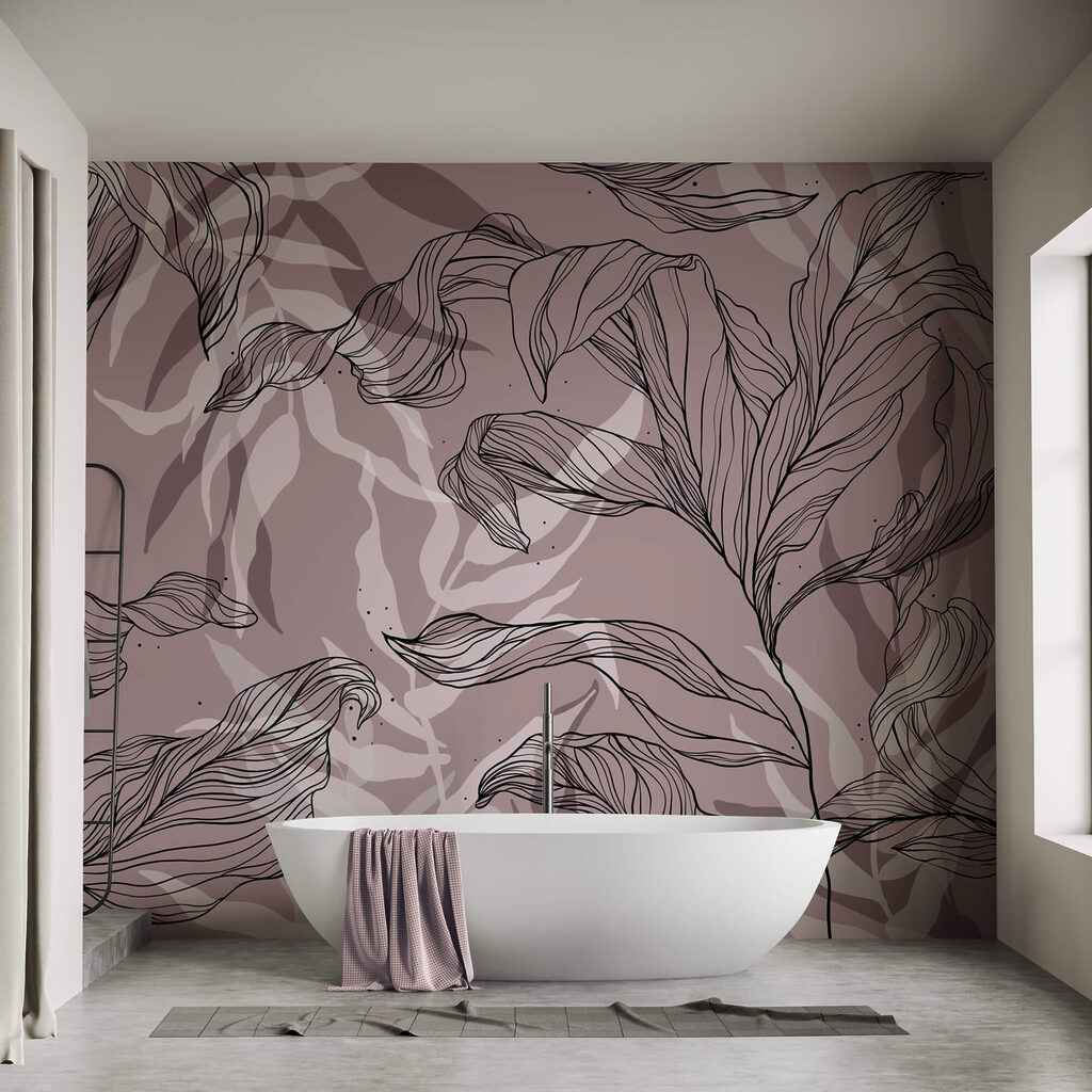 Rajzolás levelek rózsaszín háttéren