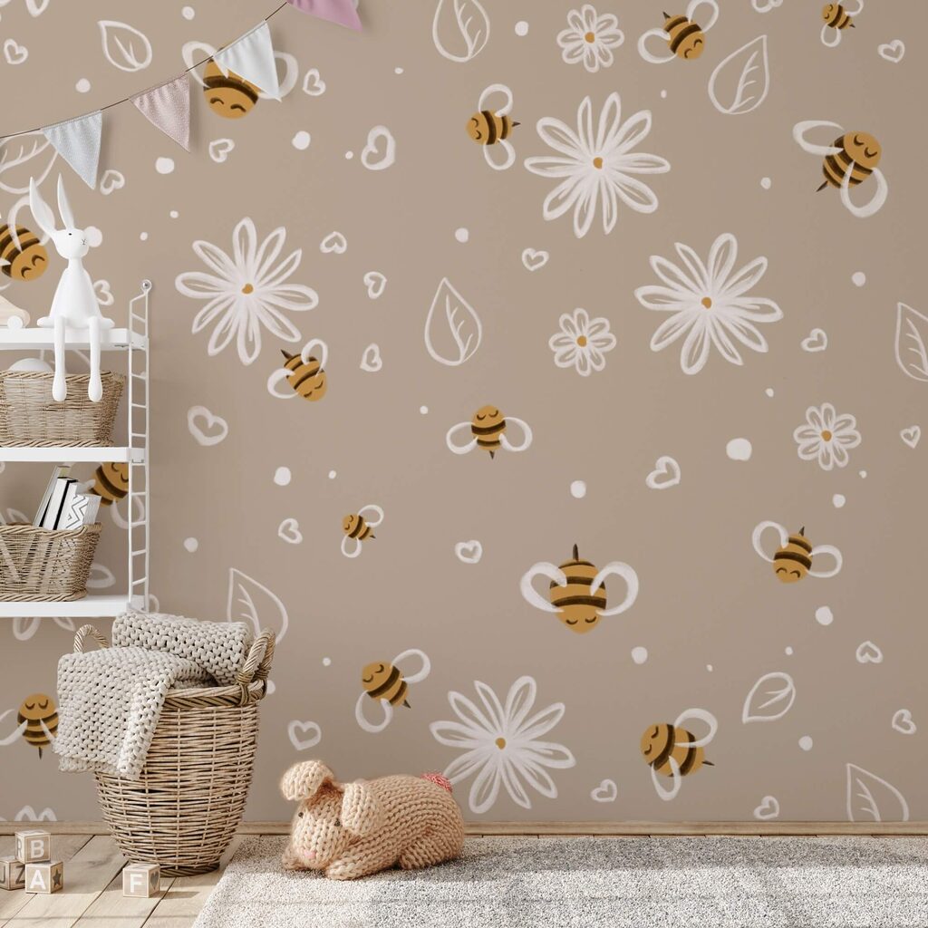 Méhek és virágok mintája