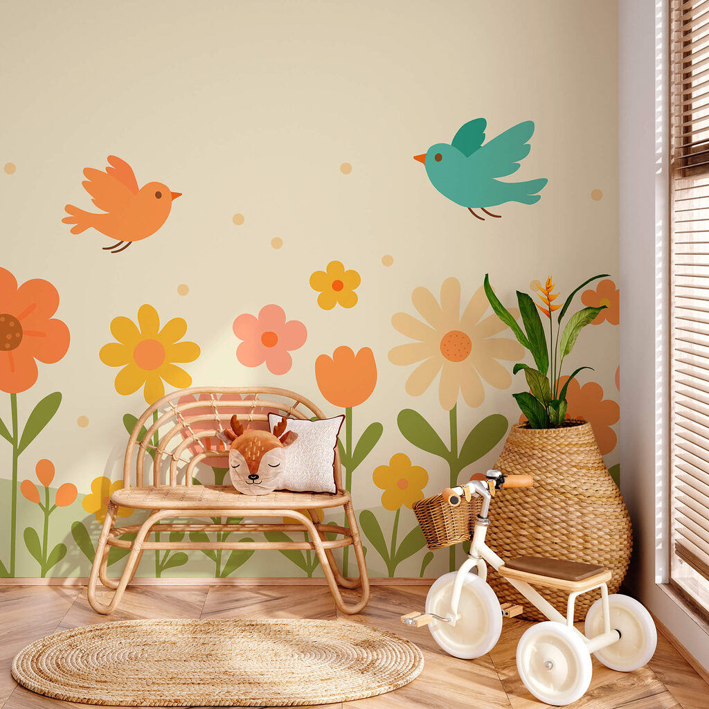 Virágok felett repülő madarak Virágok felett repülő madarak