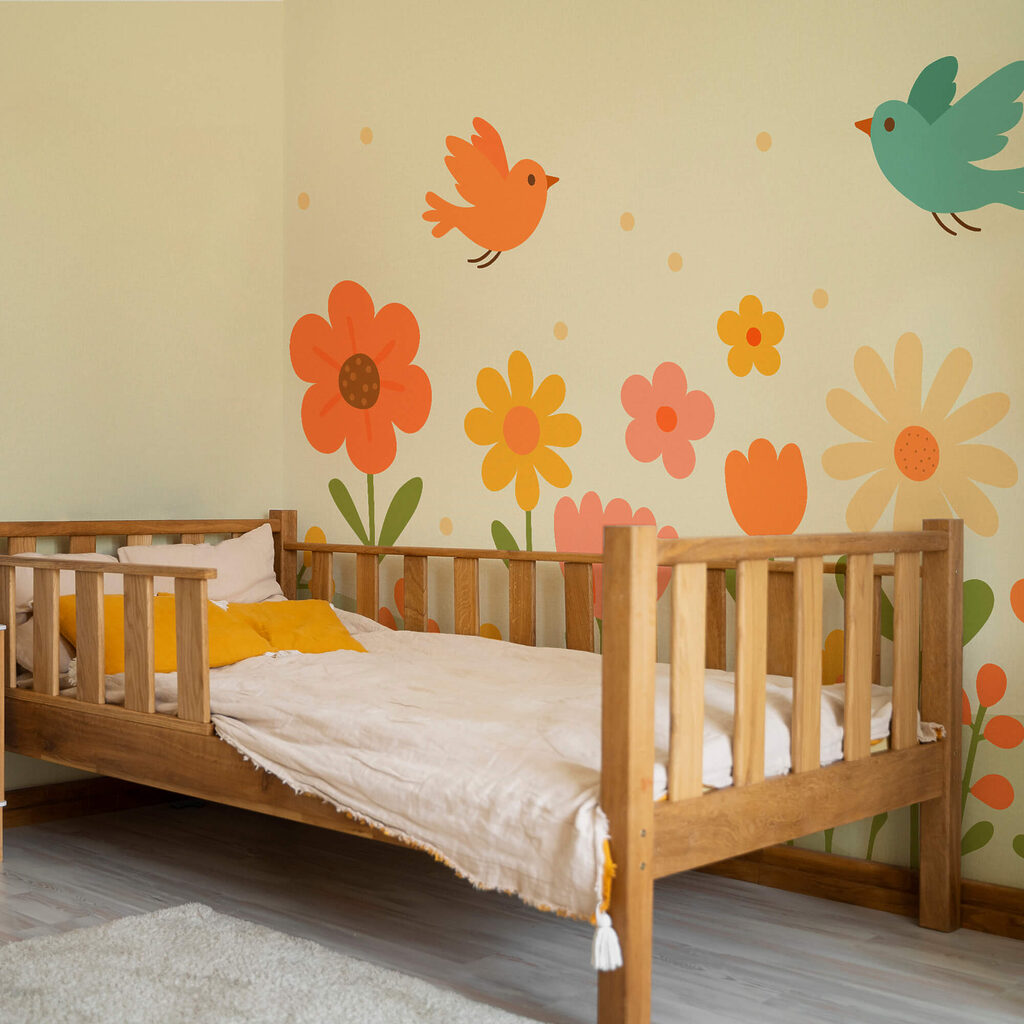 Virágok felett repülő madarak Virágok felett repülő madarak