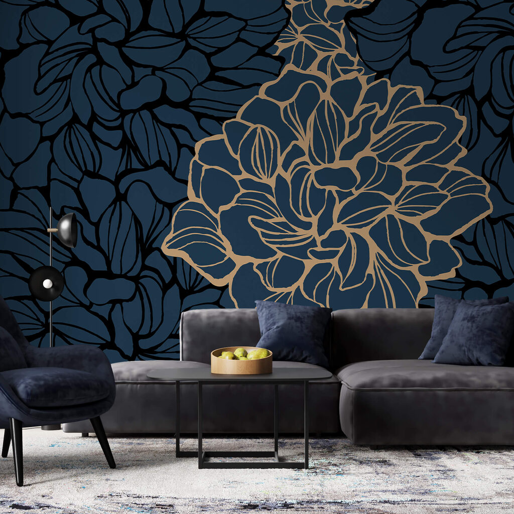 Merész virágos minta sötét háttéren