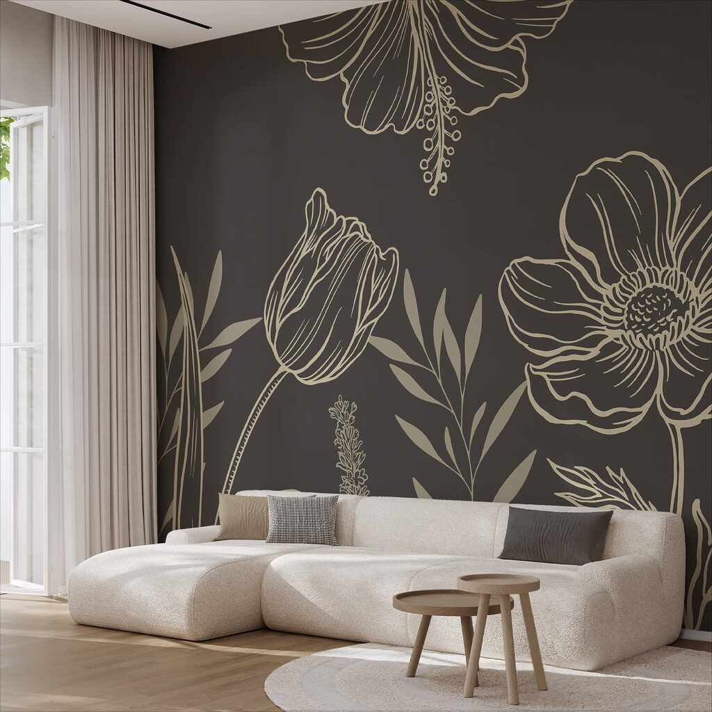 Finom virágos vonal művészeti design