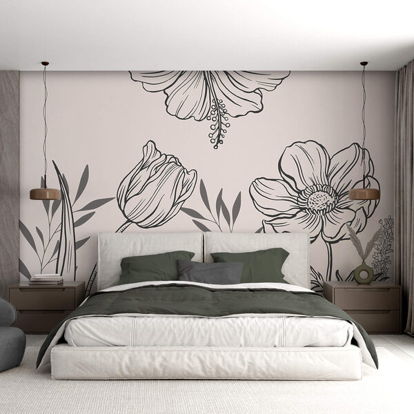 Finom virágos vonal művészeti design Finom virágos vonal művészeti design