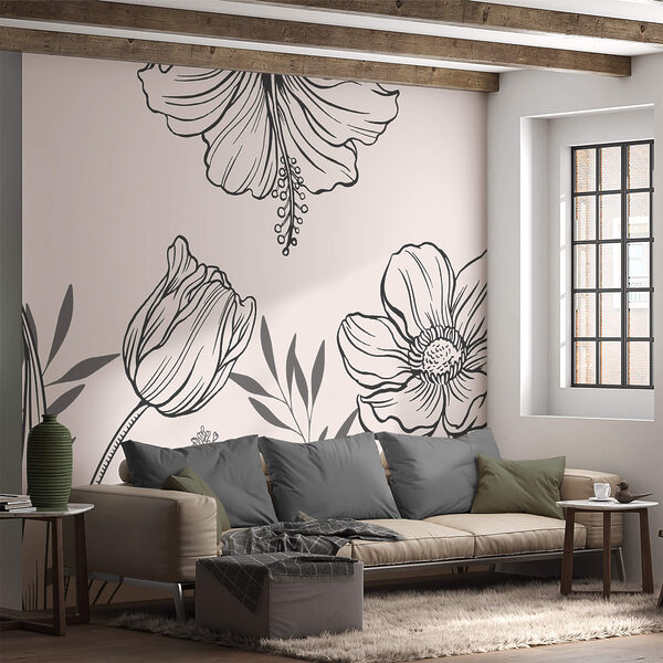 Finom virágos vonal művészeti design Finom virágos vonal művészeti design