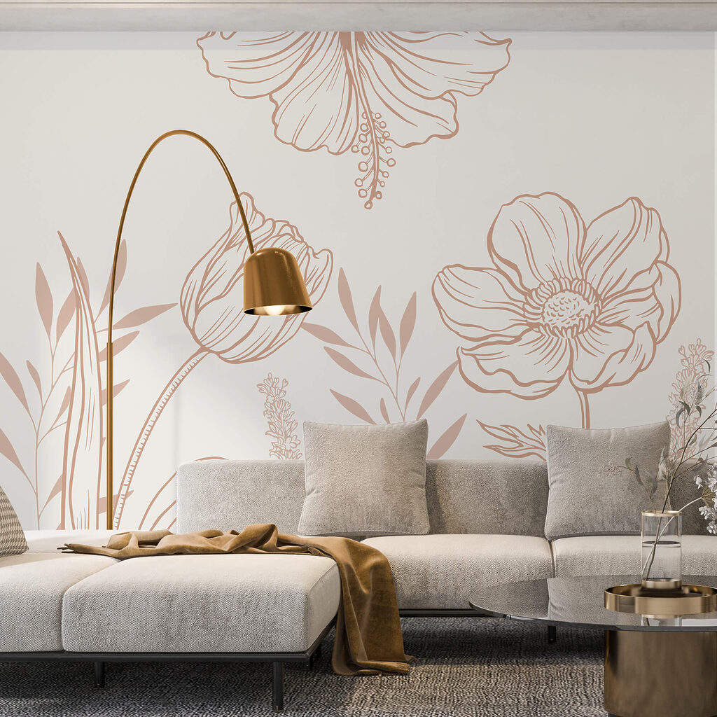 Finom virágos vonalas művészeti design