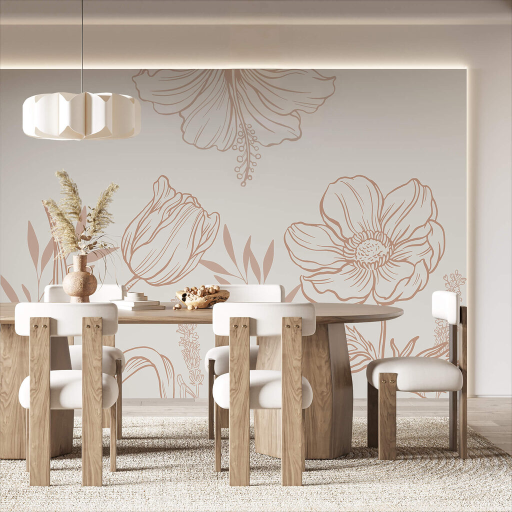 Finom virágos vonalas művészeti design