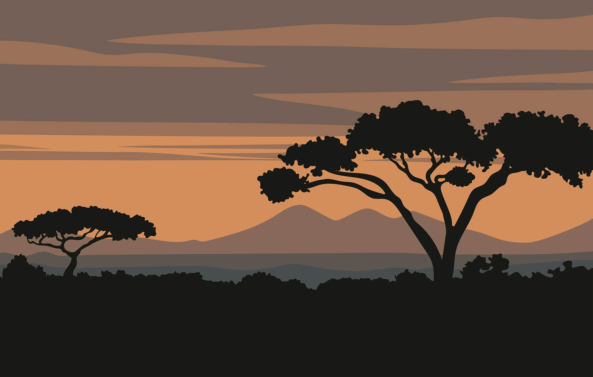 Tree with mountains in the background Tree with mountains in the background