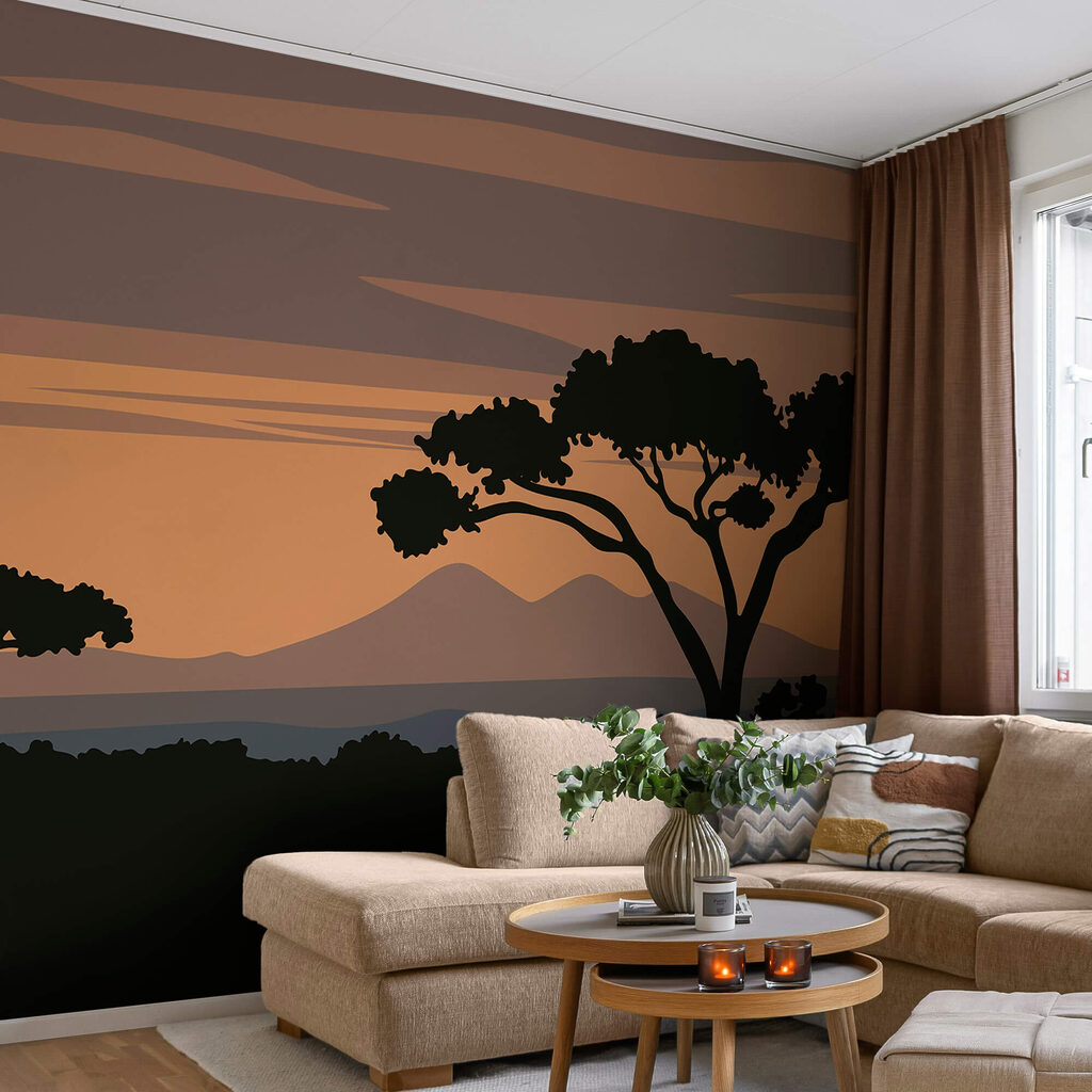 Fa hegyekkel a háttérben Fa hegyekkel a háttérben