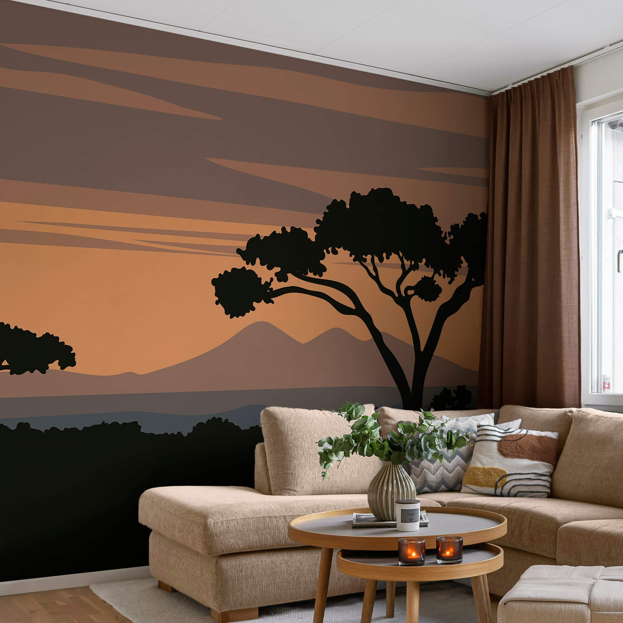 Fa hegyekkel a háttérben Fa hegyekkel a háttérben