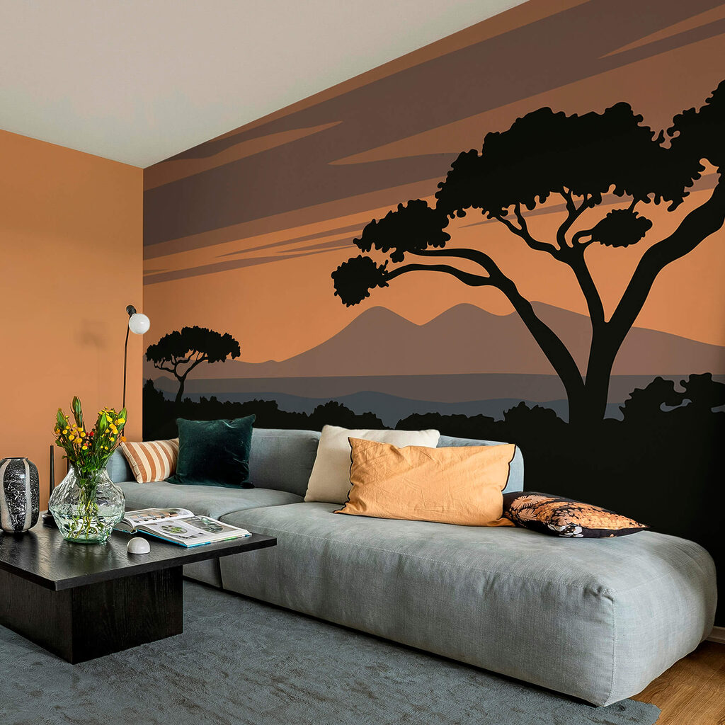 Fa hegyekkel a háttérben Fa hegyekkel a háttérben