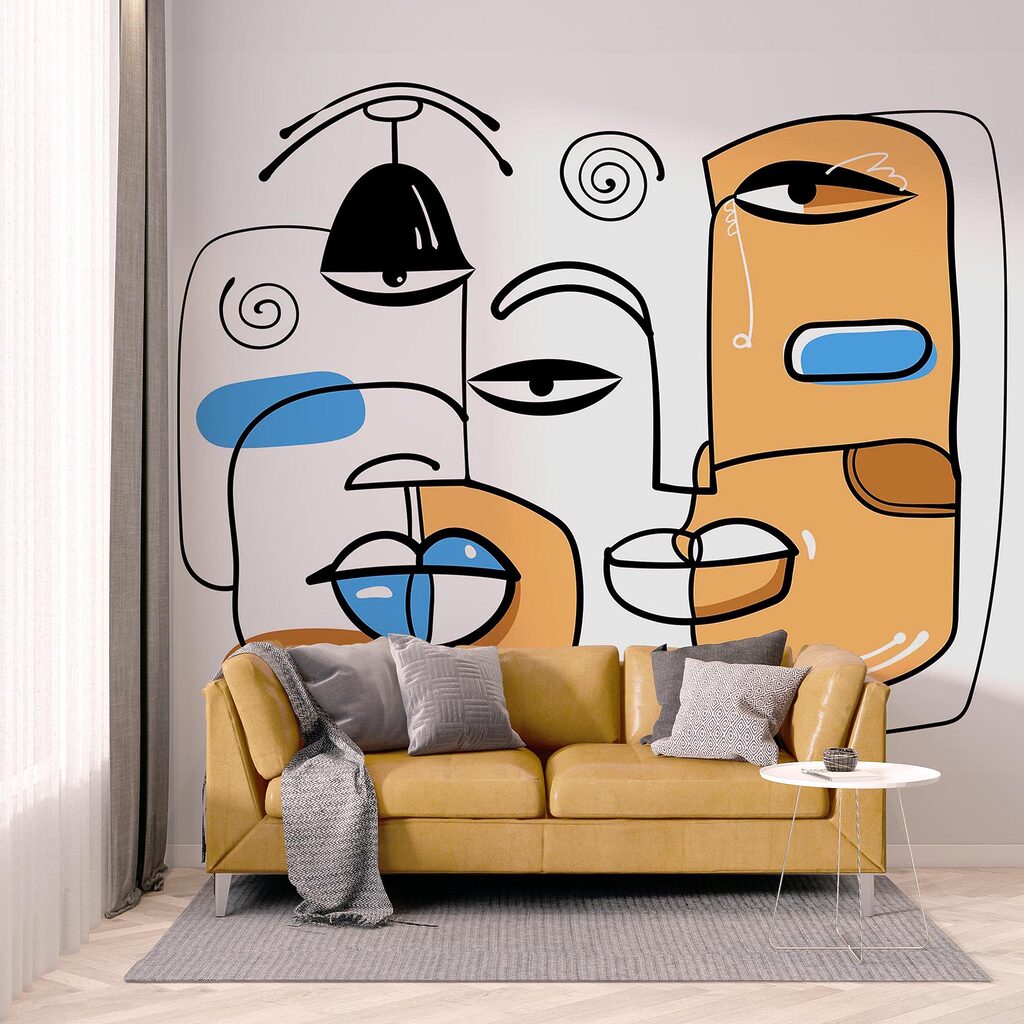 Fehér háttérre rajzolt arcok csoportja