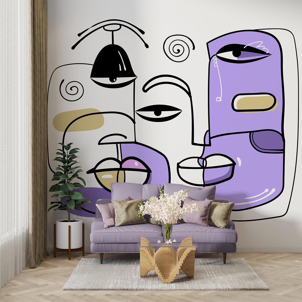 Különböző színekkel rajzolt arcok csoportja