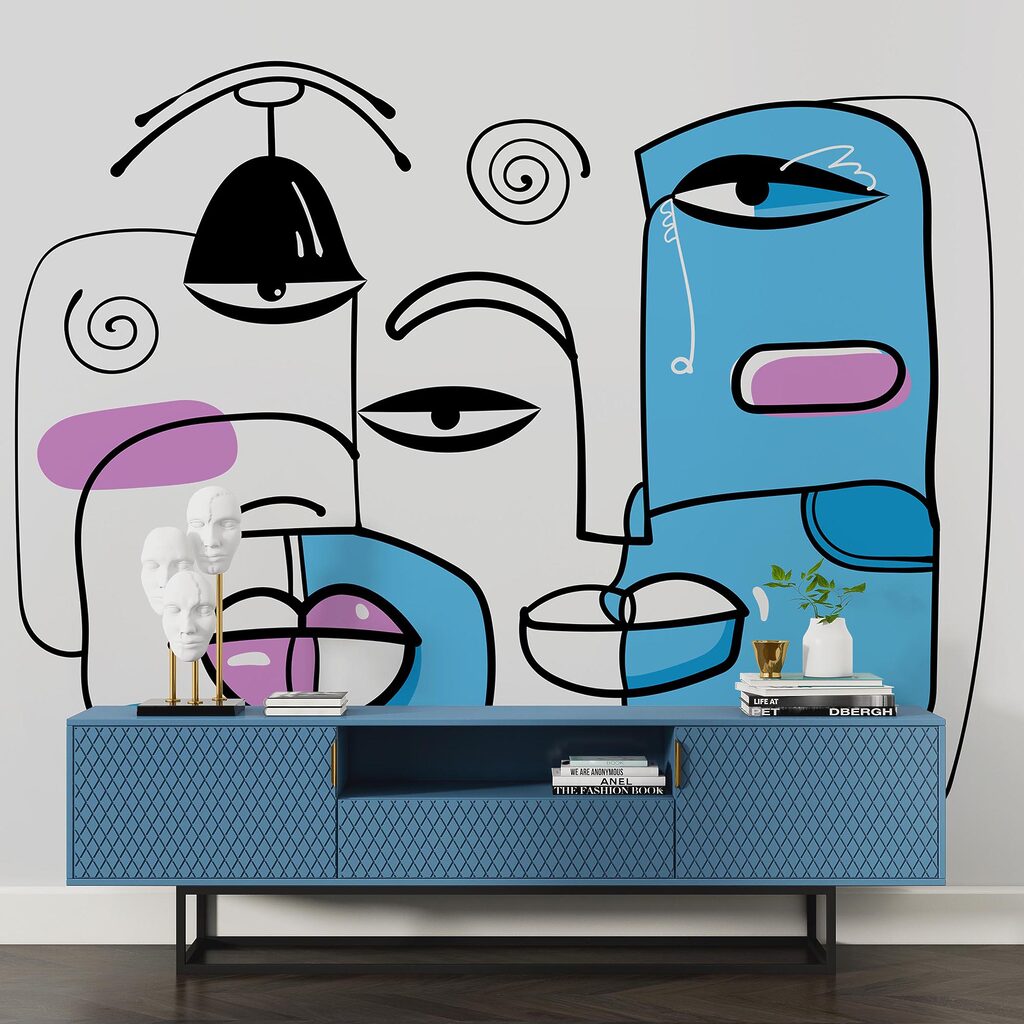 Fehér háttérre rajzolt arcok csoportja