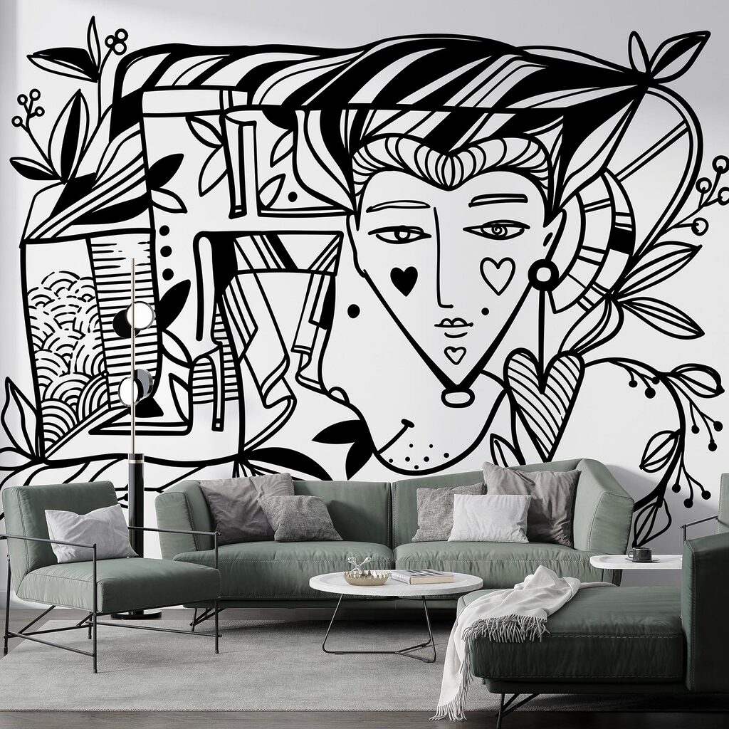 Fekete-fehér rajz egy személyről’s arc