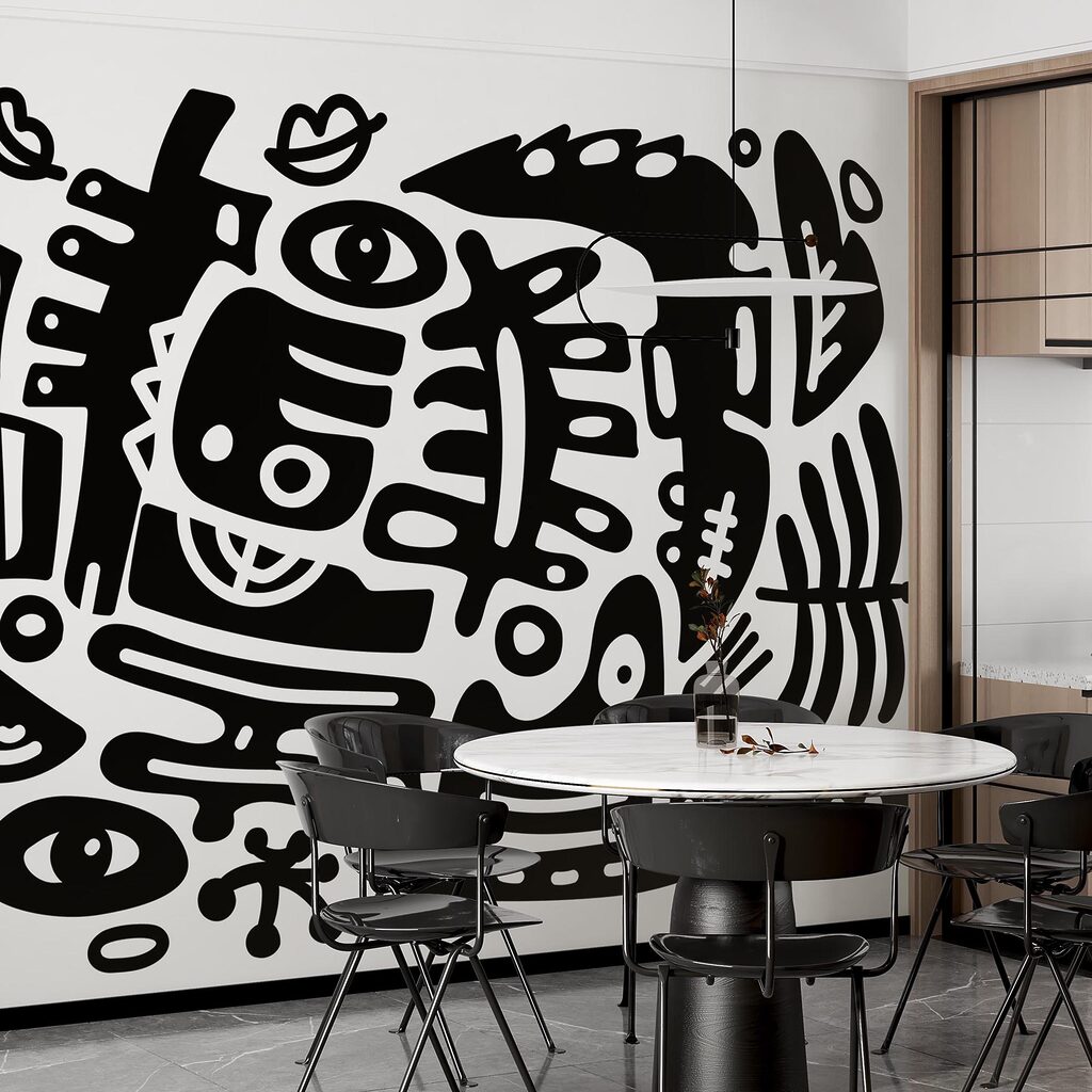 Fekete-fehér rajz különböző formákról Fekete-fehér rajz különböző formákról