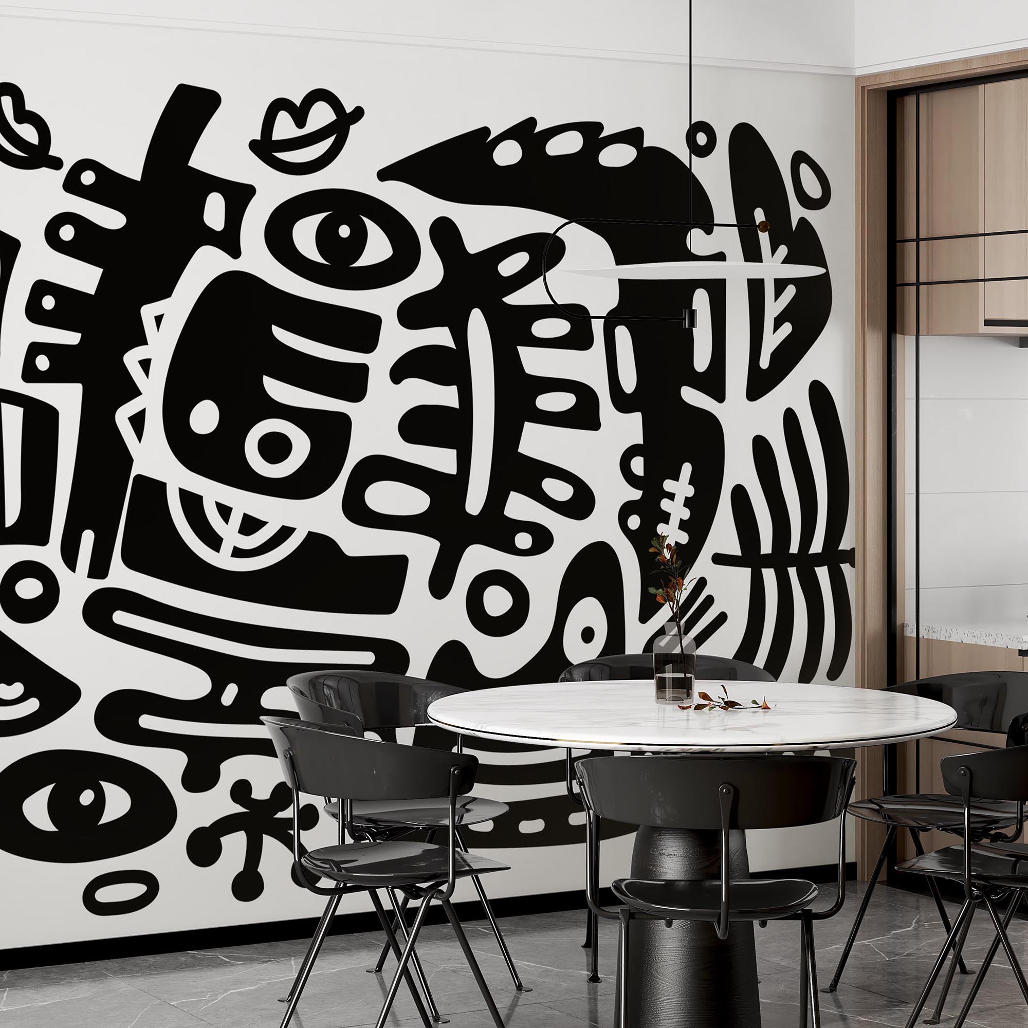 Fekete-fehér rajz különböző formákról Fekete-fehér rajz különböző formákról