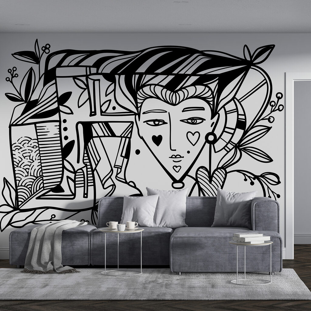 Fekete-fehér rajz egy személyről’s arc