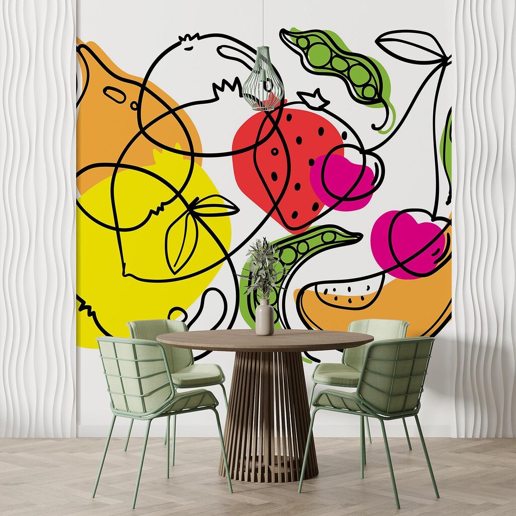 Különböző gyümölcsök és zöldségek rajzolása