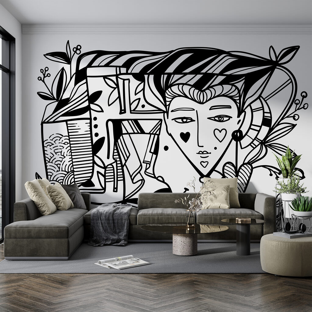 Fekete-fehér rajz egy személyről’s arc