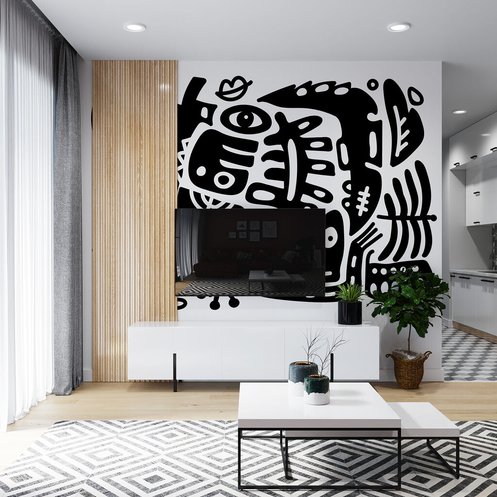 Fekete-fehér rajz különböző formákról Fekete-fehér rajz különböző formákról