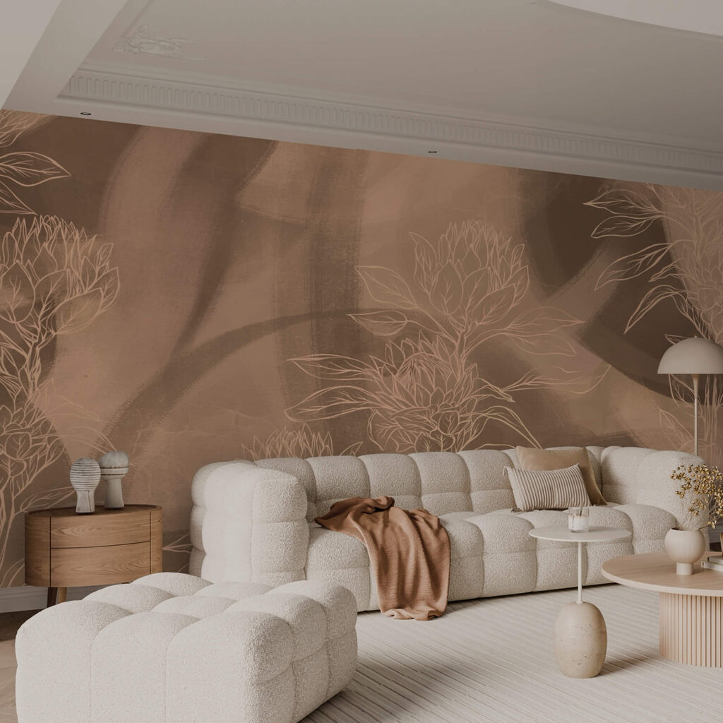 Virágos körvonalak meleg háttéren Virágos körvonalak meleg háttéren