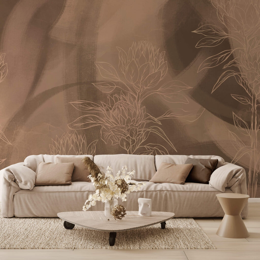 Virágos körvonalak meleg háttéren Virágos körvonalak meleg háttéren