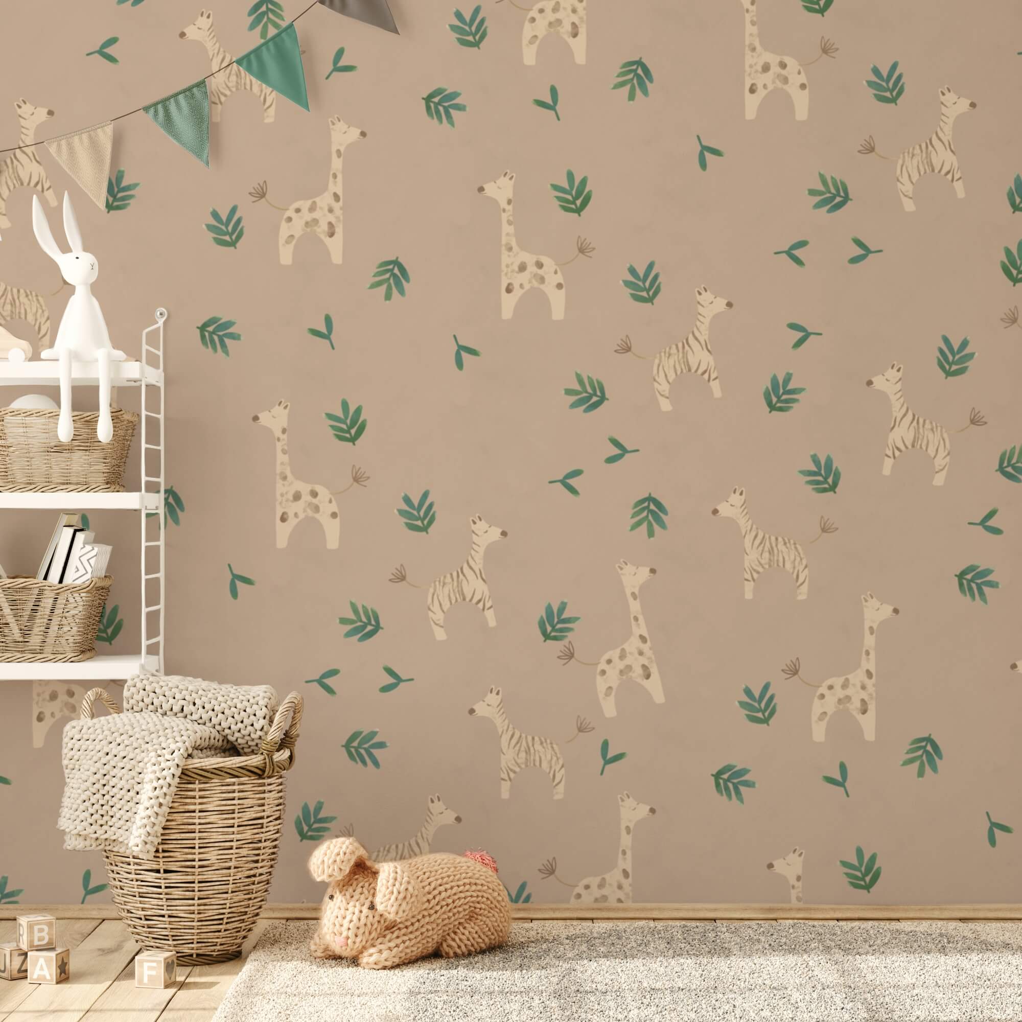 Mintázat zsiráfok és levelek