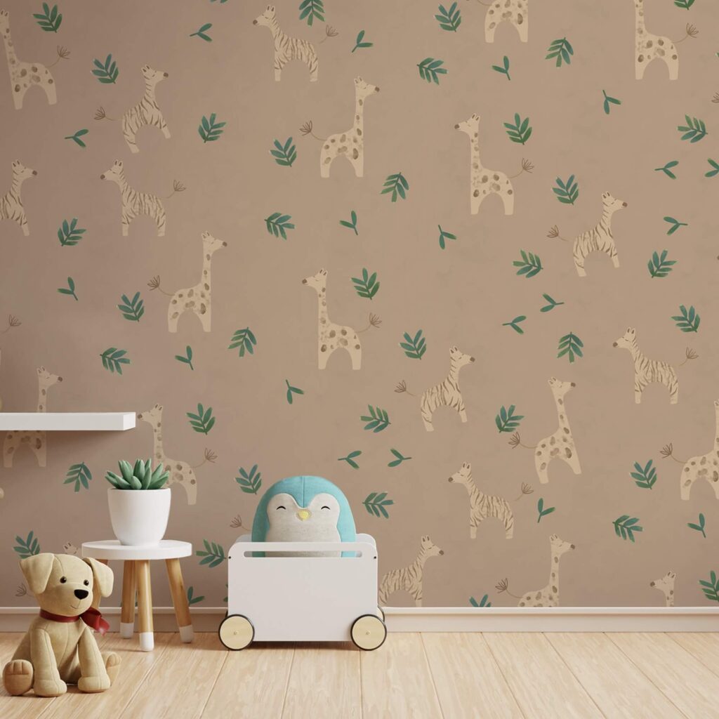 Mintázat zsiráfok és levelek