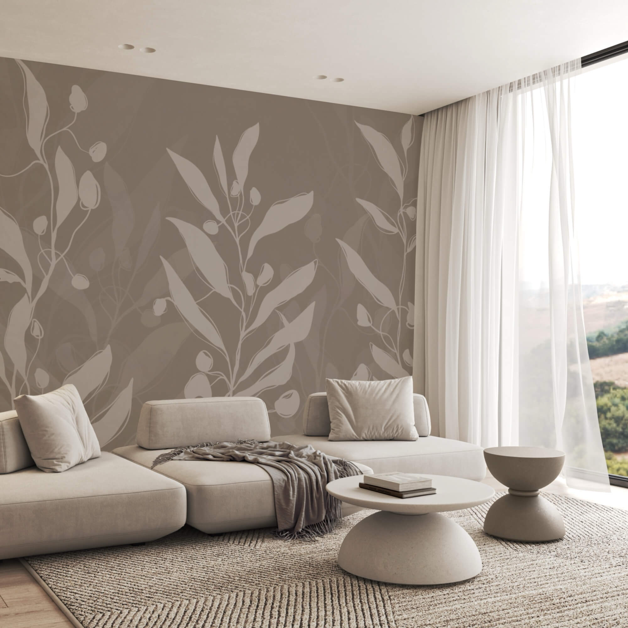 Lágy botanikus dizájn semleges háttéren