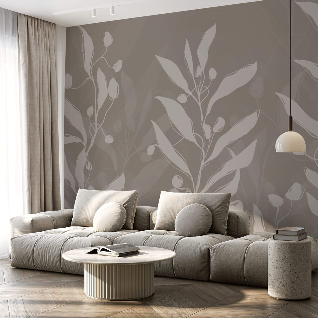 Lágy botanikus dizájn semleges háttéren