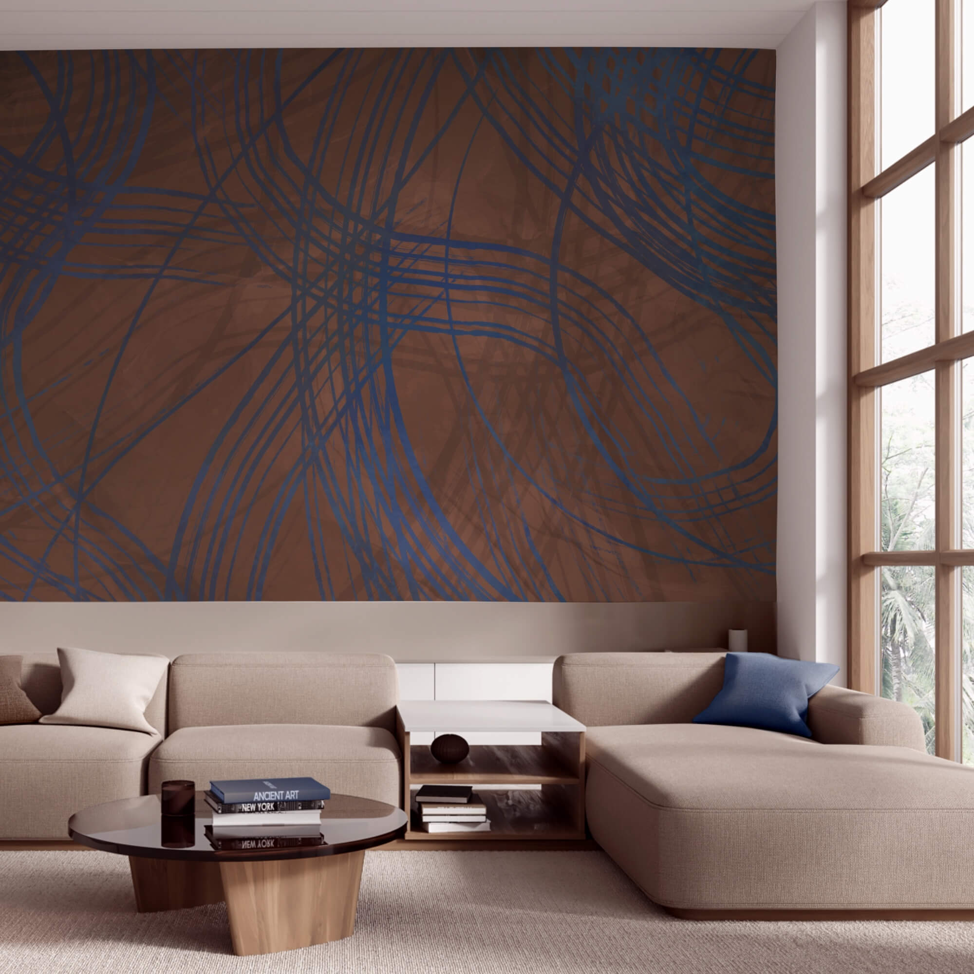 Barna és kék háttér vonalakkal Barna és kék háttér vonalakkal