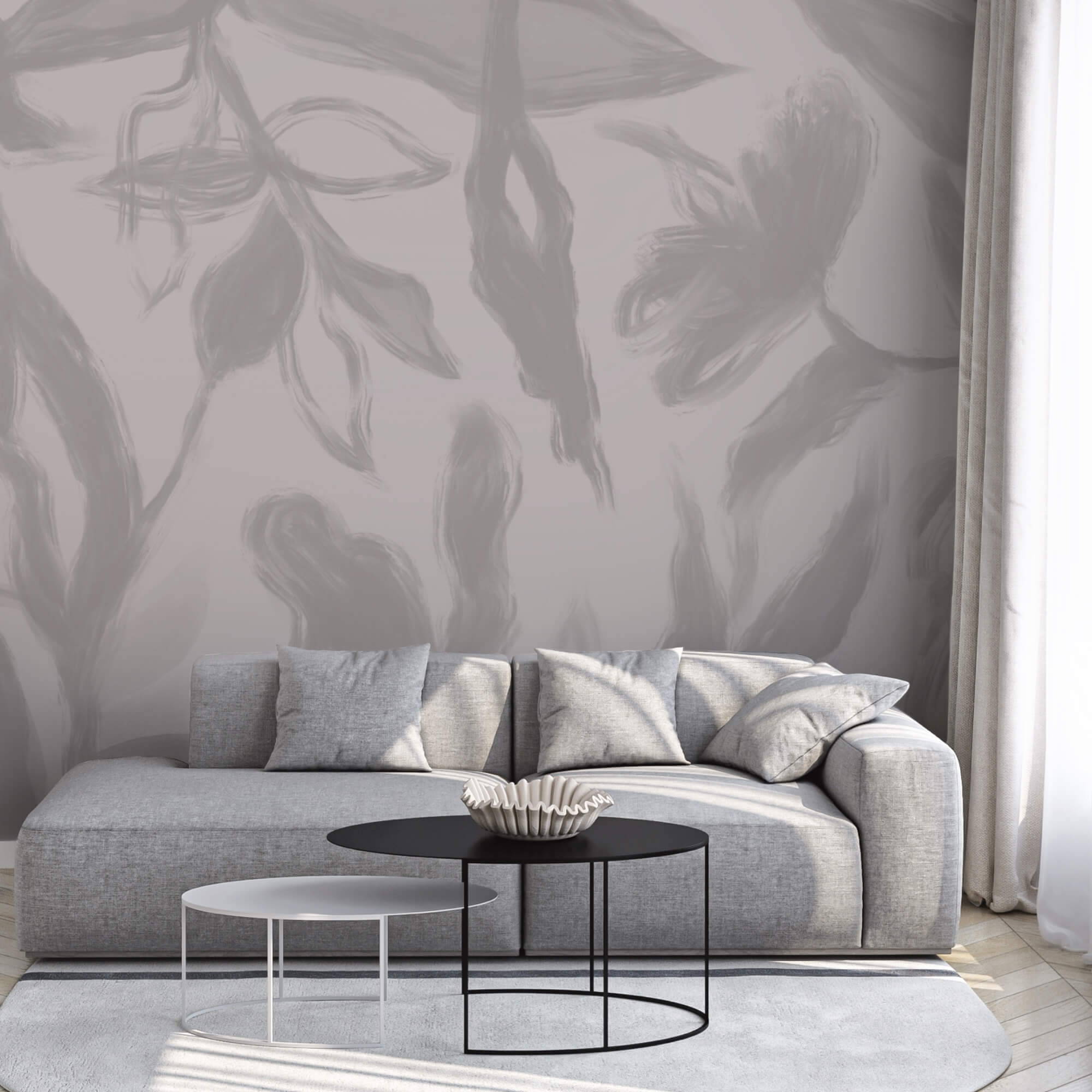 Szürke és fehér háttér virágokkal Szürke és fehér háttér virágokkal