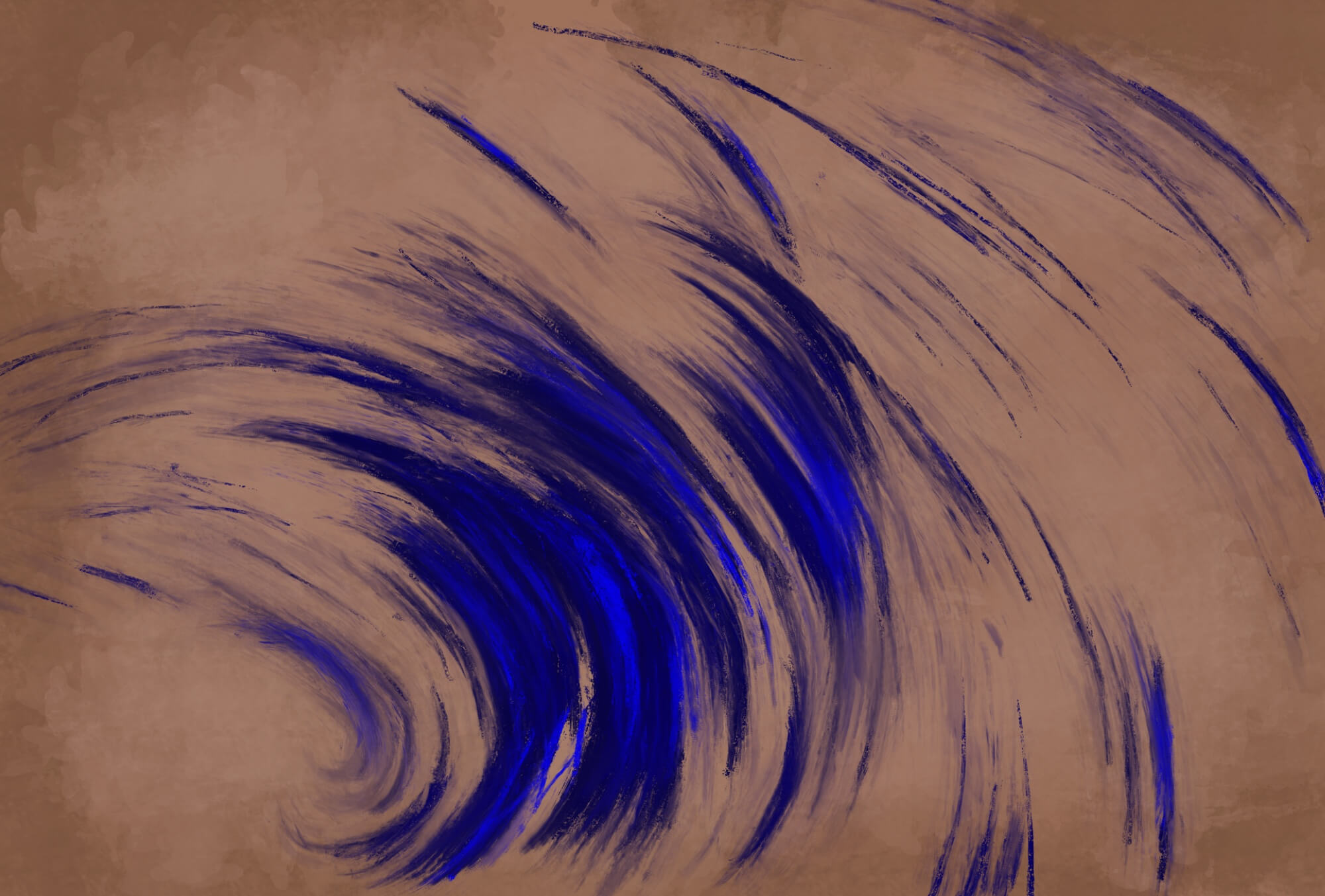 Blue swirls on a brown background