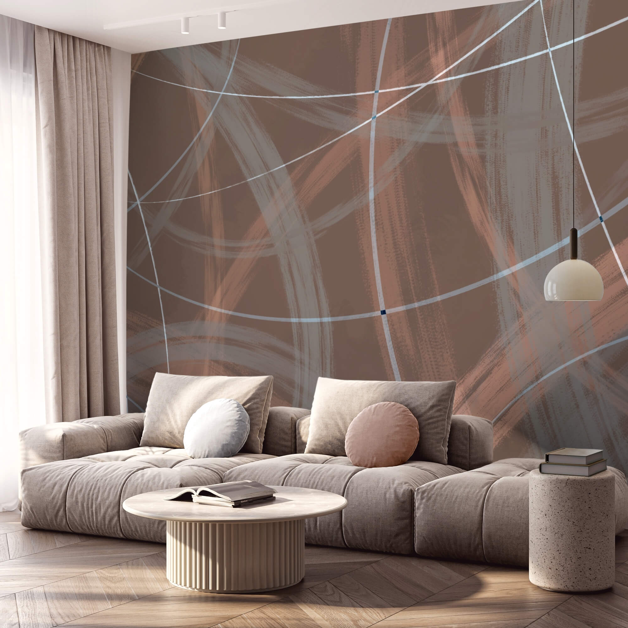 Barna és fehér háttér vonalakkal és körökkel Barna és fehér háttér vonalakkal és körökkel