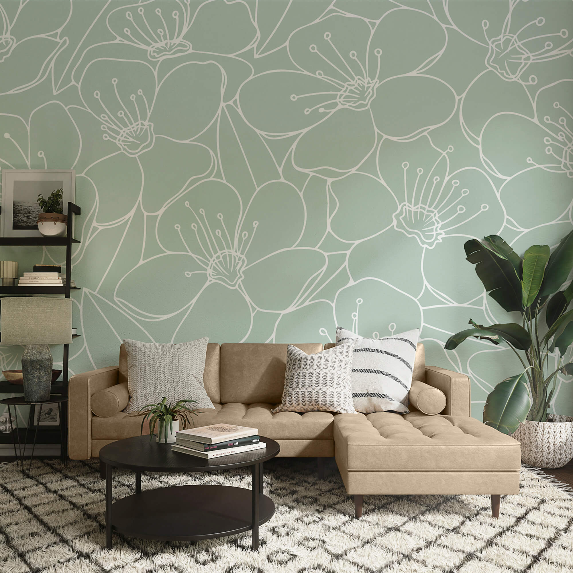 Virágok és levelek mintája