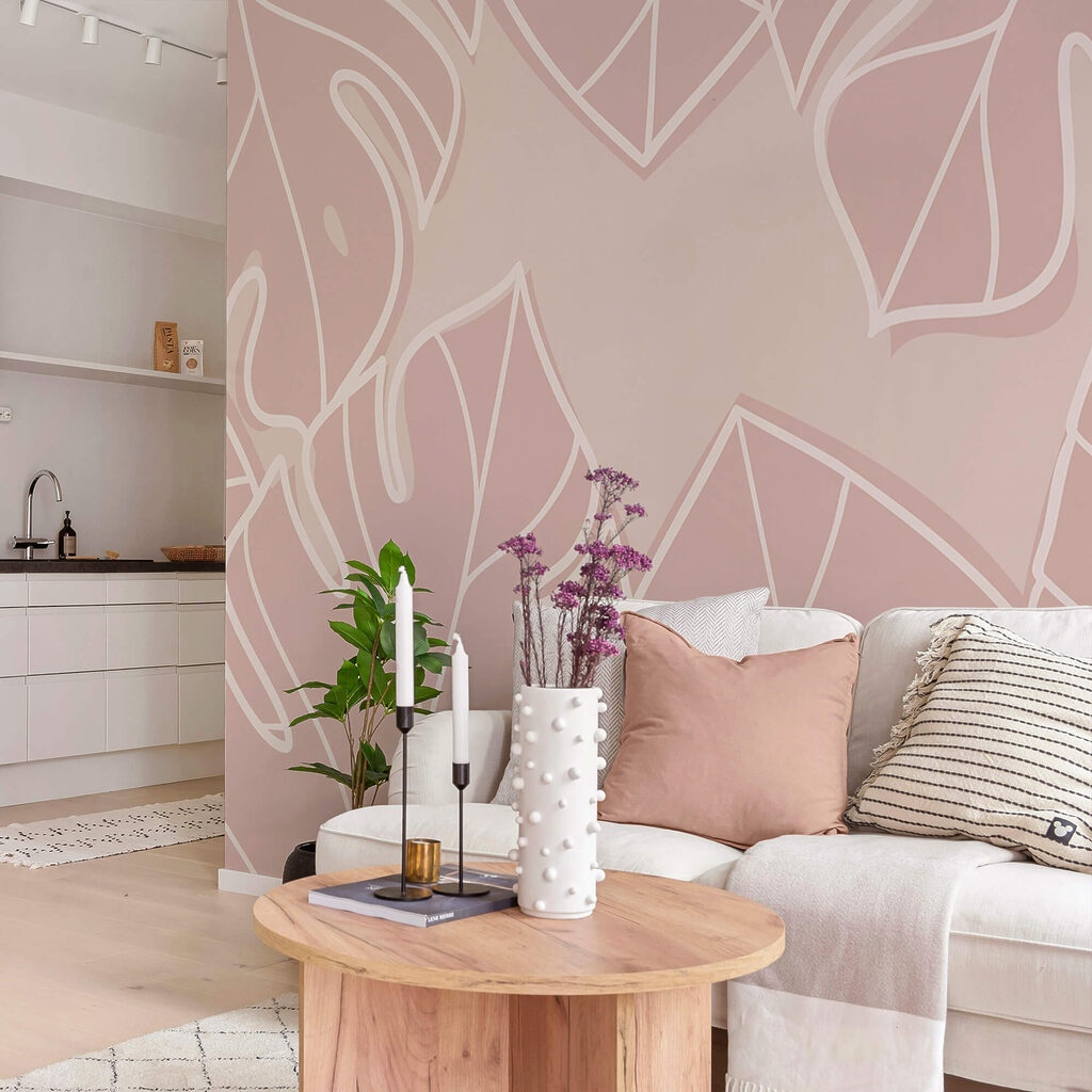 Rózsaszín és fehér levélminta