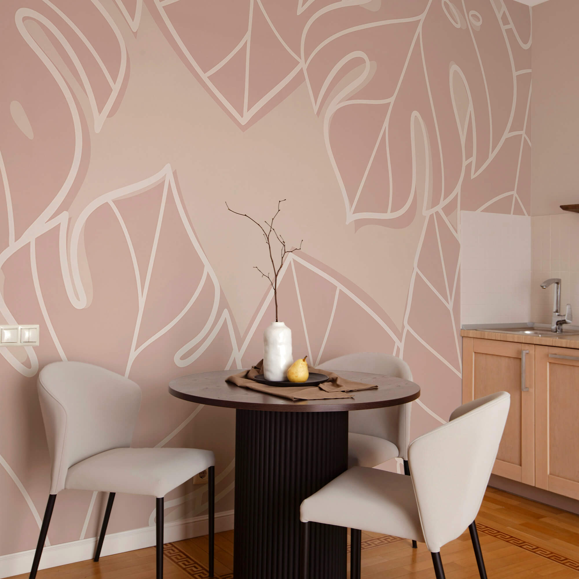 Rózsaszín és fehér levélminta