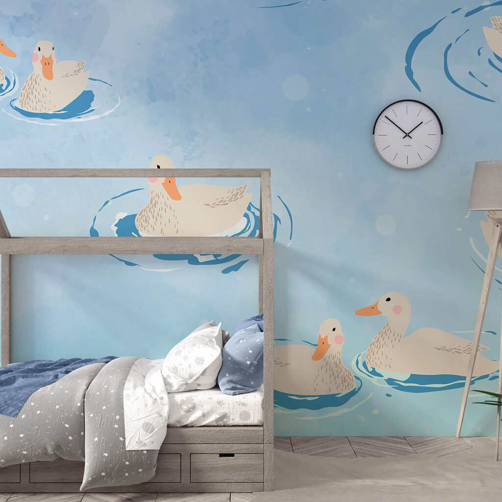 Kacsák csoportja úszik a vízben Kacsák csoportja úszik a vízben