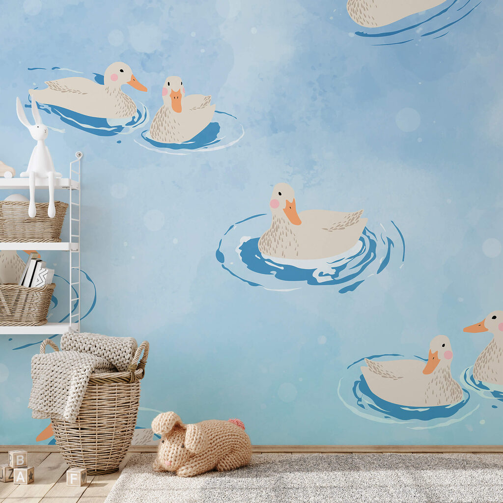 Kacsák csoportja úszik a vízben Kacsák csoportja úszik a vízben