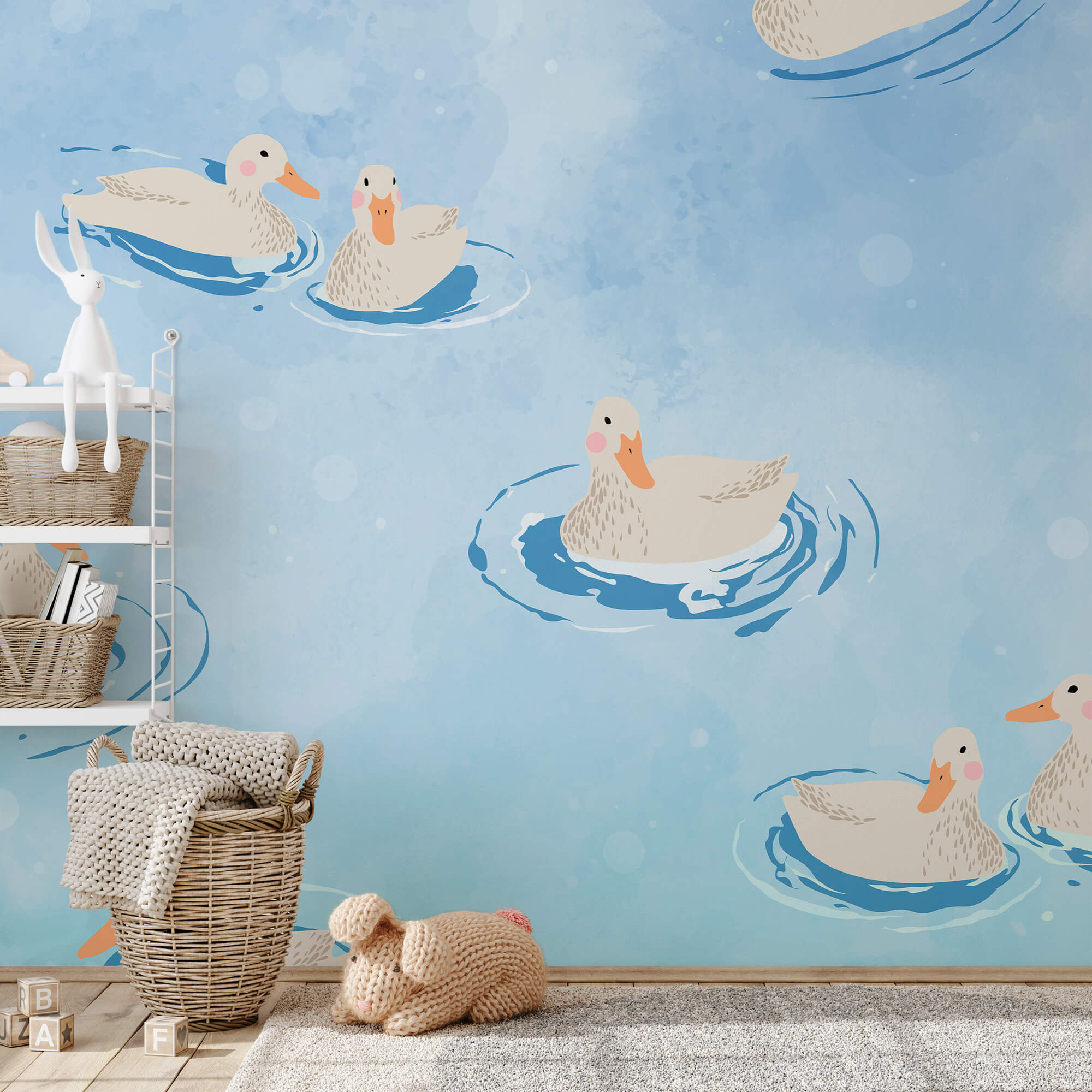 Kacsák csoportja úszik a vízben Kacsák csoportja úszik a vízben