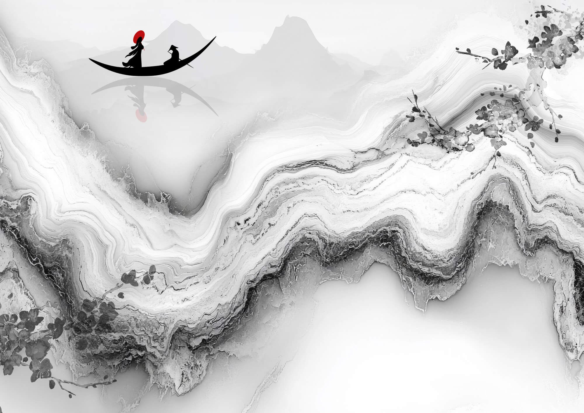 Painting of a woman on a boat