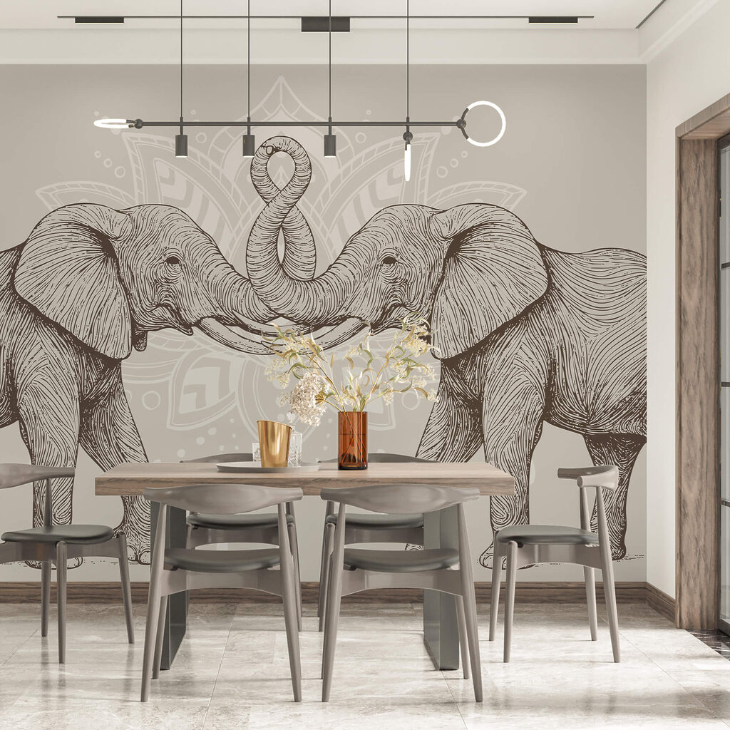 Két elefánt az ormányukkal összetekeredve