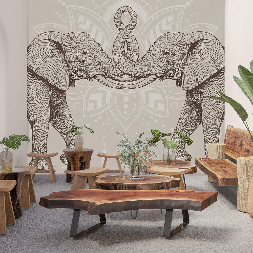 Két elefánt az ormányukkal összetekeredve