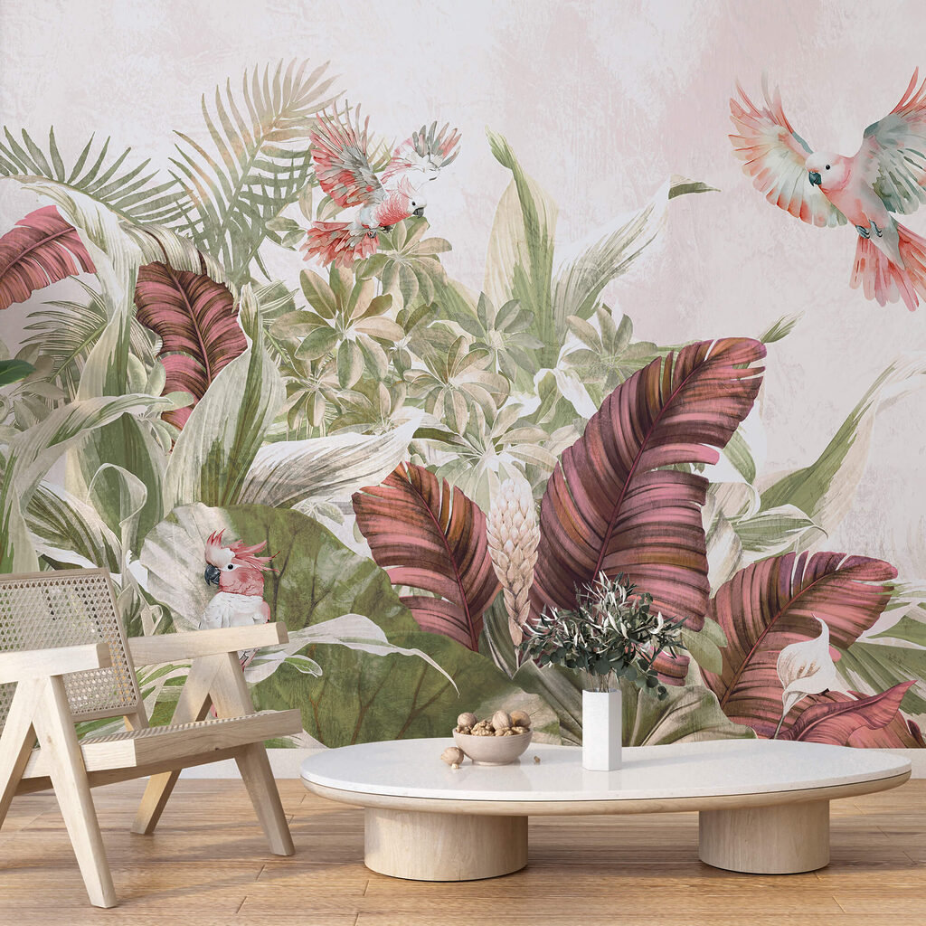 Festmény madarak repülnek egy növény felett Festmény madarak repülnek egy növény felett