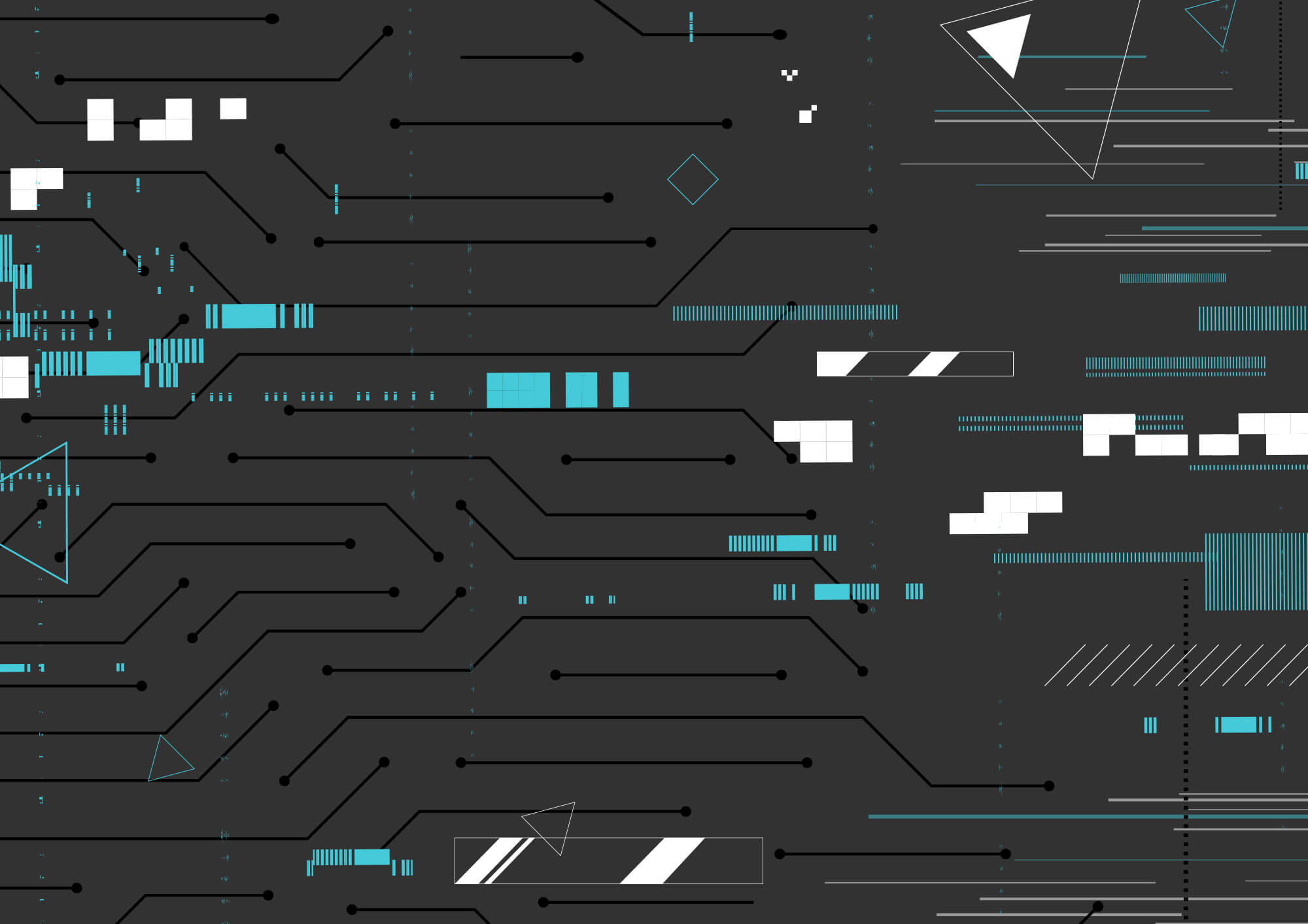 Black background with many lines and dots Black background with many lines and dots