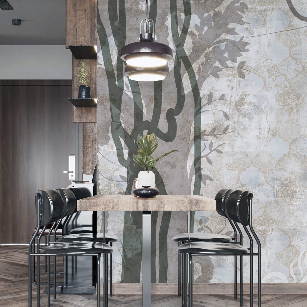 Fehér fal indákkal és levelekkel Fehér fal indákkal és levelekkel