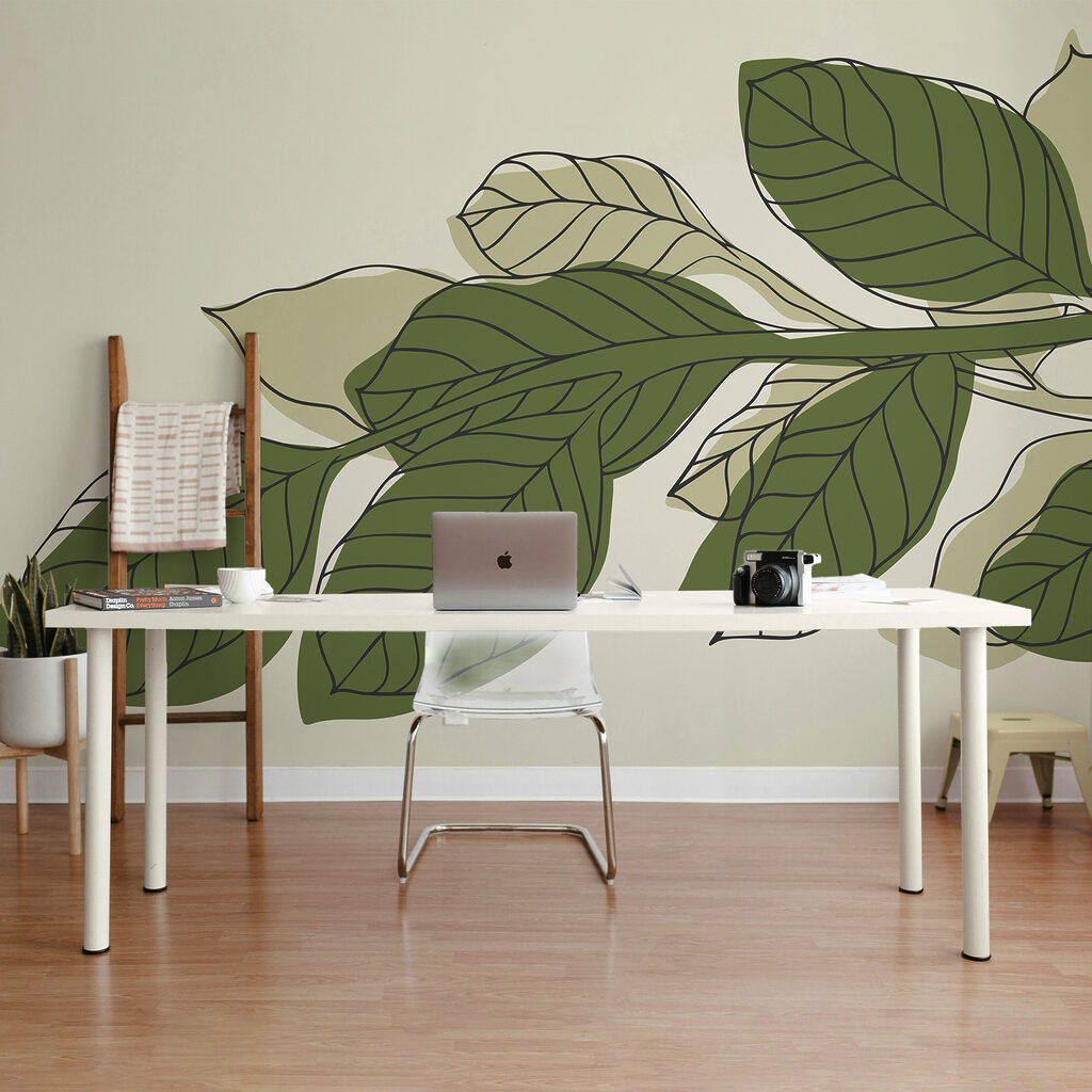 Zöld leveles növény fekete vonalakkal Zöld leveles növény fekete vonalakkal